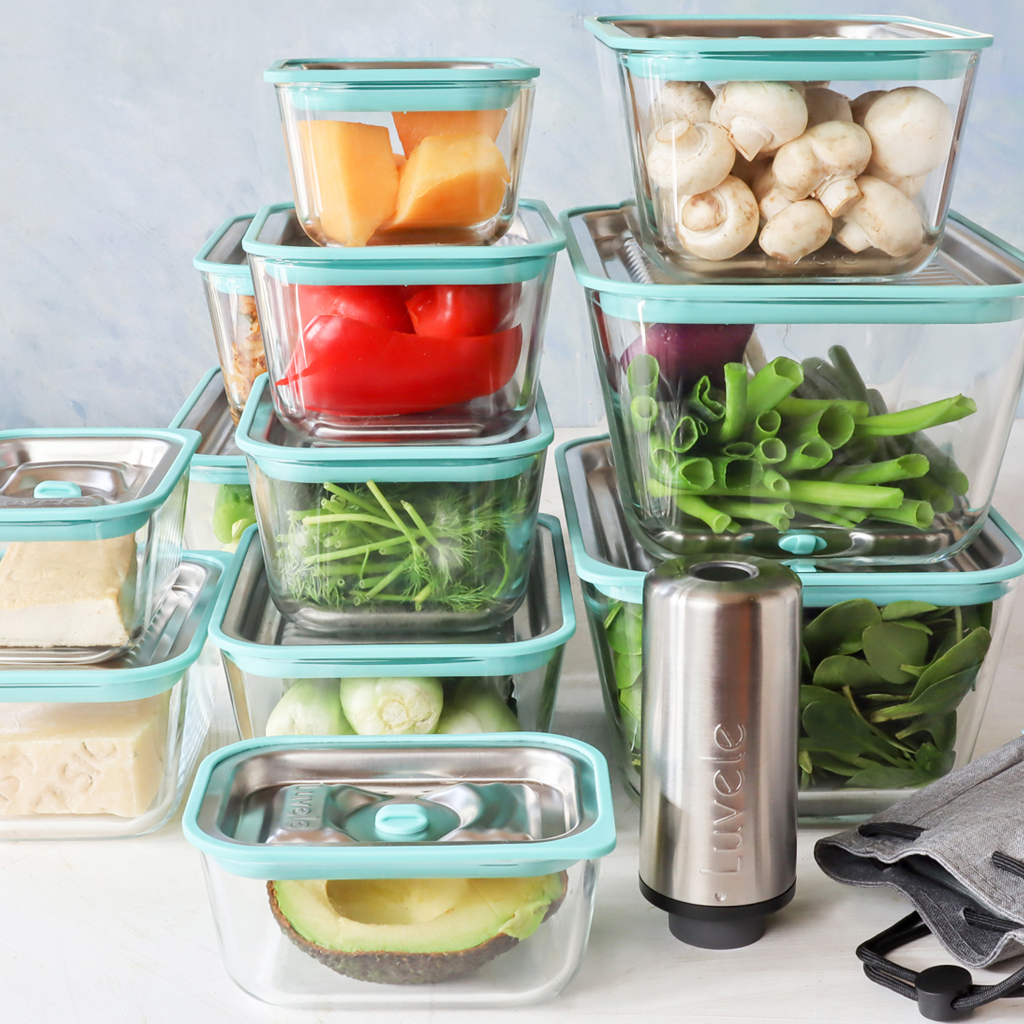 LUVELE GLASS MEAL PREP CONTAINER WITH VACUUM SEAL